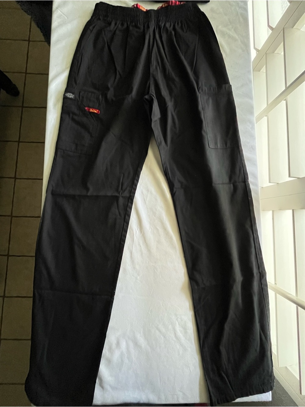 Dickies Medical Scrub Pants Small Tall Black Cargo Elastic Waist